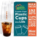Inspire Disposable Cups with Lids | Bulk Smoothie Cup | Iced Coffee Cups with Lids, 16 Oz - 192 Count
