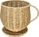 Wicker K Cup Holders for Counter, Large Capacity Coffee Basket Decor for Kitchen Countertop, Hand Woven Coffee Bar Accessories, Nature Color
