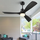72 Inch Ceiling Fans with Lights Remote Control, Black Ceiling Fan Light with 3 Downrods, 3 Wood Blades, ETL Listed, Timer, 6 Speed Quiet Reversible DC Motor Outdoor Fans for Patios Bedroom