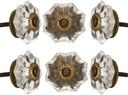 Perilla Home Set of 6 Crystal Knobs for Cabinet & Drawers Decorative Glass Knobs for Home Kitchen Cabinet Hardware Cupboard Glass Door Dresser Wardrobe and Drawer Pulls (Clear Antique)