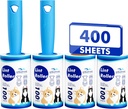 Extra Sticky Lint Roller, Mega Value Set 400 Sheets for Pet Hair Removal, Dog and Cat Lint Remover for Clothes, Furniture, Carpet