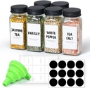 ComSaf 6Pcs 4oz Glass Spice Jars with Shaker Lids, 21 Labels, Spice Jars Trial Set & Supplement Set, Empty Spice Containers and Square Spice Bottles for Kitchen and Seasoning