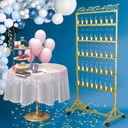 Champagne Wall Holder for Party, Rolling Champagne Tower Stand with Removable Sign, 5-Tier Champagne Flute Holder Hold 40 Glasses, Metal Wine Glass Stand for Party, Wedding, Christmas