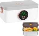Cordless Electric Lunch Box for Adults, 34oz/1L Rechargeable Portable Food Warmer with Scheduled Heating, Electric Lunch Box for Office Car Outdoor