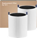 2 Pack 511 Replacement Filter Compatible with Blueair Blue Pure 511 Air Purifier, 2-in-1 HEPA Filters with Particle and Activated Carbon Replacement Filter (Not Fit for 511 Auto)