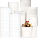 80 Pack Paper Food Container with Lid, 12 Oz Heavy Duty White Kraft Paper Soup Bowls, Disposable Hot or Cold To Go Ice Cream Yogurt Cup for Snack