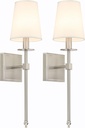 XiNBEi Lighting Bedroom Wall Lamps Set of 2, Modern Bedside Wall Sconce Light with Flared Fabric Shade 1 Light Wall Light Fixture Brushed Nickel Finish for Vanity Bathroom & Living Room
