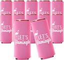 Let’s Flamingle Slim Can Coolers, Set of 12 - Pink and White Flamingo Party Supplies for Bachelorette Decorations, Perfect for Last Flamingle Celebrations