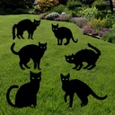 Anditoy 6 Pack Halloween Black Cat Yard Signs with Stakes Scary Silhouette Halloween Decorations for Outdoor Yard Lawn Garden Halloween Decor