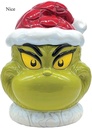 Enesco Dr. Seuss Grinch by Jim Shore Santa Grinch Naughty or Nice Two-Sided Cookie Jar with Lid, Ceramic Hand Crafted Canister Collectible Christmas Home Decor Kitchen Gift, 10.45 Inch, Multicolor