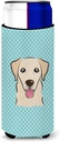 Checkerboard Blue Golden Retriever Ultra Beverage Insulators for slim cans