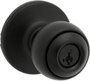 Kwikset 400P-S Polo Single Cylinder Keyed Entry Lever Set with Round Rose and SmartKey - Matte Black