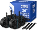 Corki Cycles 26 Inch Mountain Bike Inner Tube 4-Pack, Bike Tube 26 x 1.75 1.95 2.0 2.1 2.125 2.2 2.25 2.3 2.35 2.4 4.0 Presta Valve 48mm / Schrader Valve 32mm - Heavy Duty Butyl Rubber Bike Tire Tube