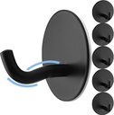 Matte Black Adhesive Towel Hooks 6 Pack Heavy Duty Wall Hooks for Hanging Robes, Loofah, Towels, Clothes Coat Hooks Stick on Bathroom or Kitchen Stainless Steel