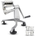 Vegetable Cutter, Stainless Steel Multi Functional Hand Crank Cutter Grater Food Processor Shredder with 5 Blades 1 Base for Kitchen Home Outdoor Cooking