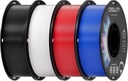 Creality PETG Filament 1.75mm, 3D Printer Filament, Excellent Toughness High Precision, Odorless Non-Toxic Moistureproof, Accuracy +/- 0.02mm, 4 Pack-1kg (Black, White, Blue, Red)