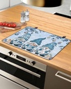 Christmas Countertop Burners Protection Mats for Kitchen, Gnome Winter Gifts Snowflake Sky Blue Rubber Stove Top Cover Mat, Heat Proof Mats Cooktop Cover for Counter Dish Drying Mat, 31"x24"