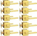 Probrico 10 Packs Gold Door Handles Interior Privacy Lever Lock Keyless Square Door Knob for Bedroom or Bathroom with Gold Finish for Right & Left Side Door Lock