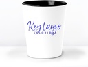 Key Largo FL Ceramic 1.5 Ounce Souvenir Shot Glass - White With Black Interior - Bachelor & Bachelorette Party Favors - Bridesmaid & Groomsmen Present - Florida Home Town Decoration