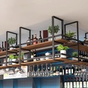 Metal Bottle Rack Wine Storage Holder, Floating Wine Shelf Metal Ceiling Display Wine Shelf with Stemware Glass Decoration Holder for Kitchen Bar Cellar, Wine Rack Long 80/100/120/150cm ( Size : 150x3