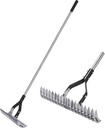 Thatch Rake - 15-Inch Wide Adjustable Handle Thatching Rakes, Adjustable Rake Head Weed Tool, Weed rake for Removing Dead Grass, Combing Lawn & Aerating Garden Soil
