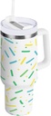 40 oz Tumbler With Handle and Straw Lid, Stainless Steel Vacuum Insulated Tumbler for Water, Iced Tea or Coffee, Easy to Clean (Line Art Illustration)