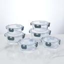 [12-piece set] Glass food preparation and storage containers with lids that provide a good seal. Glass lunch boxes that are microwave, oven, freezer, dishwasher safe. (Round)
