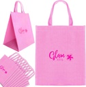 10 Pack Shopping Bags, Glam Fit Reusable Bags with Handles and Foldable, Shopping Bag with Pink Design, Reusable Grocery Bags Heavy Duty, Large Reusable Shopping