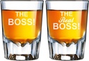 The Boss and The Real Boss Engraved Barcraft Fluted Shot Glass