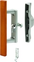 Prime-Line C 1258 Diecast Sliding Door Handle Set, Fits Doors 1-1/2 inch to 1-3/4 inch Thick, Hardwood Handle, Gray (1 Set)