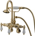 Bestway Store Elements of Design DT3012CL Hot Springs Wall Mount Clawfoot Tub Filler with Hand Shower, Polished Brass