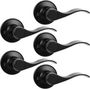 Probrico(5 Pack Dummy Door Lever, Wave Door Handle Lever Right Hand - Dummy for Laundry Room, Hallway, Closet,Single Side Lever,Non-Turning Pull Black,Easy Installation Pull Only Lever Set