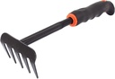uxcell Plastic Coated Metal Head Handheld 5 Teeth Garden Rake Hand Tool Black