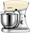 OSTBA Die-Cast Stand Mixer, 8 Speeds, 600W, 5.5Qt Tilt-Head, Stainless Steel Bowl, Dishwasher Safe, Dough Hook, Egg Whisk, Mixer Beater, Splash Guard, Almond Cream