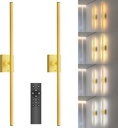 Yurnero Rechargeable Battery Wall Sconces Set of Two - Wireless Operated Modern Remote Dimmable Black & Gold Cordless Wall Light Sconce for Bedroom, Bathroom, Entryway, Decor & Task Lighting