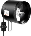 iPower Inline Duct Booster Fan 8" 430 CFM with Speed Controller, Low-Noise Ventilation Exhaust Fan for Kitchen, Basements, Bathrooms, Attics and Grow Tents, Black