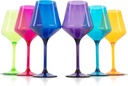 pop design Acrylic and Colored Wine Glasses - Champagne Flutes - Wine Glasses Set of 6 for Elegant Dining and Celebrations - Durable and Stylish Drinkware for Every Occasion (Jewel)