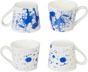 Servappetit Set of 4, Mug Set, White with a Splash of Color, Oven, Microwave & Dishwasher Safe, 5" Diameter with Handle, Holds 9oz