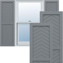 15"W x 37"H True Fit PVC Two Panel Chevron Modern Style Fixed Mount Shutters, Ocean Swell (Per Pair - Hardware Not Included)