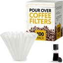 IMPRESA 100-Pack Pour-Over Coffee Filter Set for Fellow Stagg XF & White Tall Coffee Dripper – Flat Bottom Design