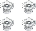 Square Glass Cabinet Knobs 1.34" Clear Glass Knob Cabinet Hardware Crystal Drawer Handle Pulls Dresser Knobs Brushed Nickel Base Drawer Pull Pack of 4, Transparent