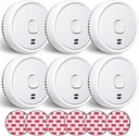 Ecoey Smoke Detector, Fire Alarms Smoke Detectors，Smoke Detector Battery Operated with Photoelectric Sensor, Fire Alarm with Low Battery Indicator, Smoke Detectors Used in Home, FJ138, 6 Packs