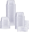 GUSTO [2 oz.-100] Count Clear Disposable Plastic Portion Cups with Lids - Soufflé Cups, Jello Shot Cups With Lids, Clear Plastic Containers Perfect for salad Dressing and More- Formerly Comfy Package
