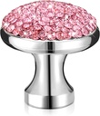 10 Pack Bling Cabinet Knobs, 1-1/5 inch (30mm) Round Crystal Diamond Decoration ABS Material Kitchen Hardware, Cupboard Drawer Pulls, Dresser Handle with Screw (Pink)
