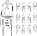 TAIYALOO G8 Halogen Light Bulbs 20W Dimmable 120V G8 Base 2Pin Xenon Bulb (12 Pack) T4 JCD Type Warm White Under Cabinet Puck Lighting Replacements