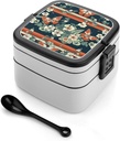 Bento Lunch Box for Women Lunch Containers for Adults Butterfly Element Pattern Double Layered Lunchbox Large Capacity Bento Box with Cutlery for Work Picnic Camping Travel