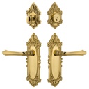 Nostalgic Warehouse Victorian Entry Set with Fleur Lever in Polished Brass-2 3/8" Backset-Right Handed