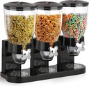 Cereal Containers Storage Dispenser, Triple Cereal Dispenser, Food Dispenser Sealed Dispenser Storage Container for Candy Nut Grain Cereal
