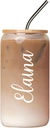 Personalized Glass for Iced Coffee, Personalized Cup with Bamboo Lid and Straw, Custom 16oz Iced Coffee Cup, Gift Ideas for Her, Custom Name