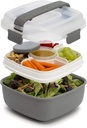 Goodful Stackable Lunch Box Container, Bento Style Food Storage with Removeable Compartments for Sandwich, Snacks, Toppings & Dressing, Leak-Proof and Made without BPA, 56-Ounce, Gray